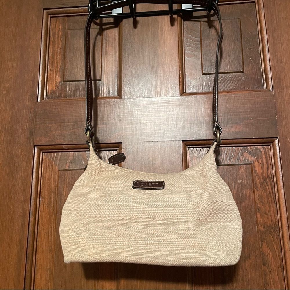 Rosetti Small Beige Tan Purse With Brown Leather Strap (34” strap) And Accents
